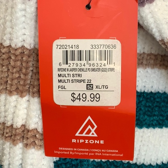 NWT Ripzone Jasper Pullover Sweater Multi Striped - Size XL - Picture 5 of 5
